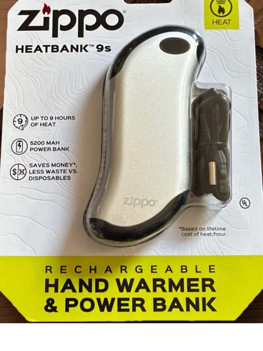 Zippo HeatBank 9s Rechargeable Hand Warmer & Power Bank - Silver